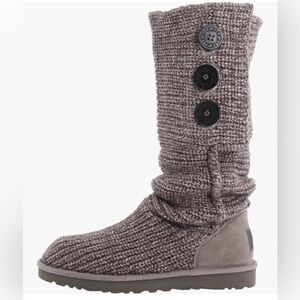 UGG Gray Knit Button Boots